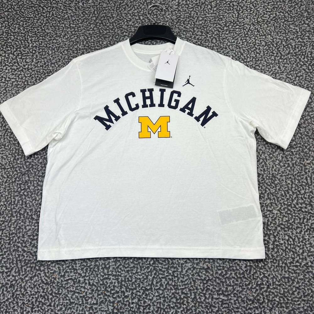 Air Jordan Michigan Wolverines Shirt Women Medium White Short Sleeve New M